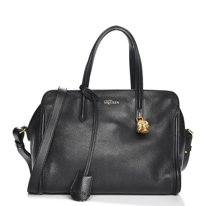 Alexander McQueen Pebbled Calfskin Small Skull Padlock Zip Around Tote Black 1 of 9