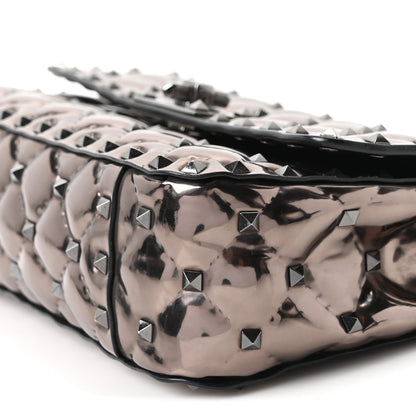 Valentino Garavani Metallic Patent Small Rockstud Spike Shoulder Bag Rutenio 9 of 9
