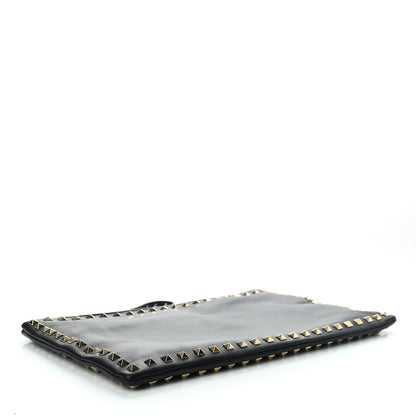 Valentino Garavani Vitello Large Rockstud Zip Wristlet Pouch Black 3 of 6