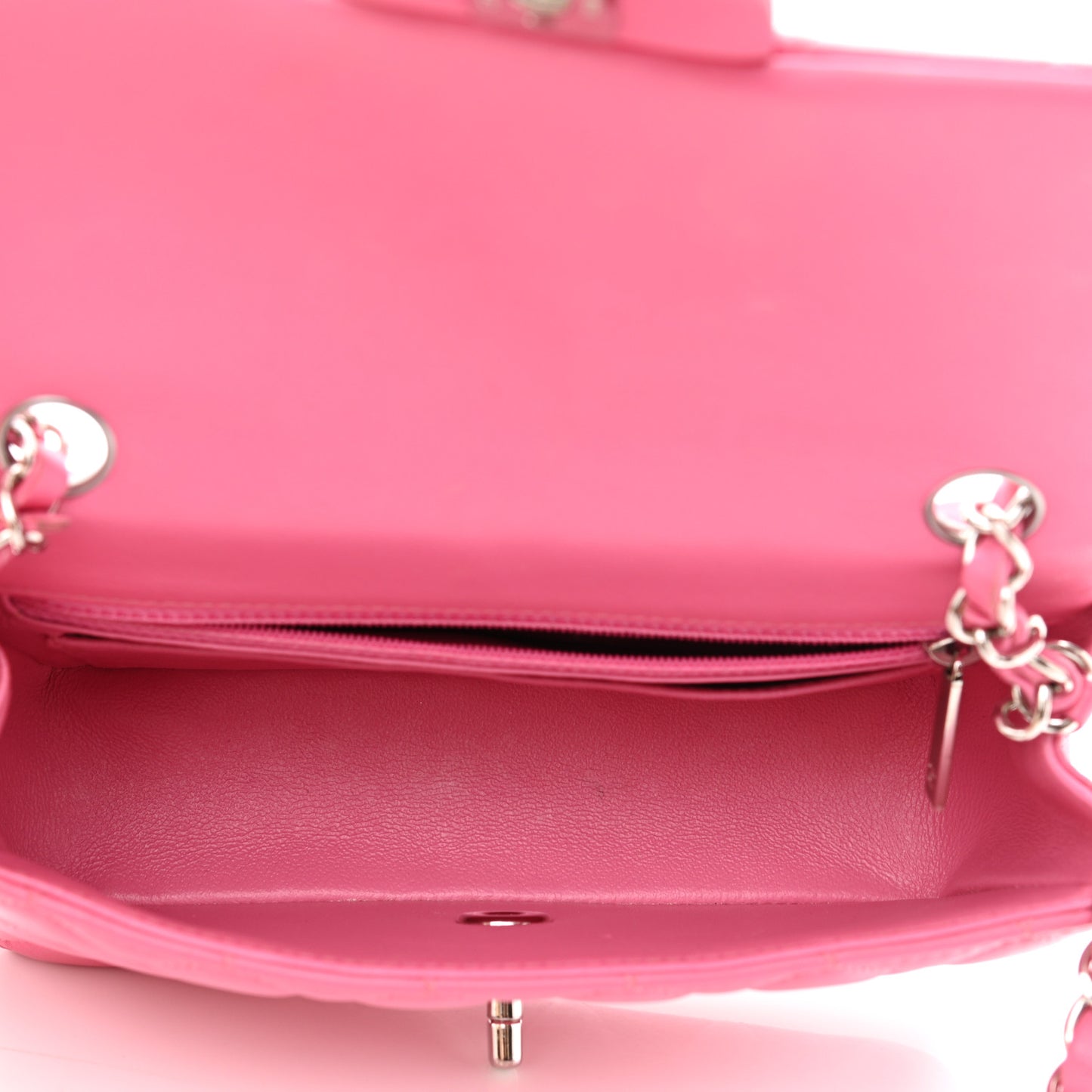 Lambskin Quilted Mini Rectangular Flap Dark Pink