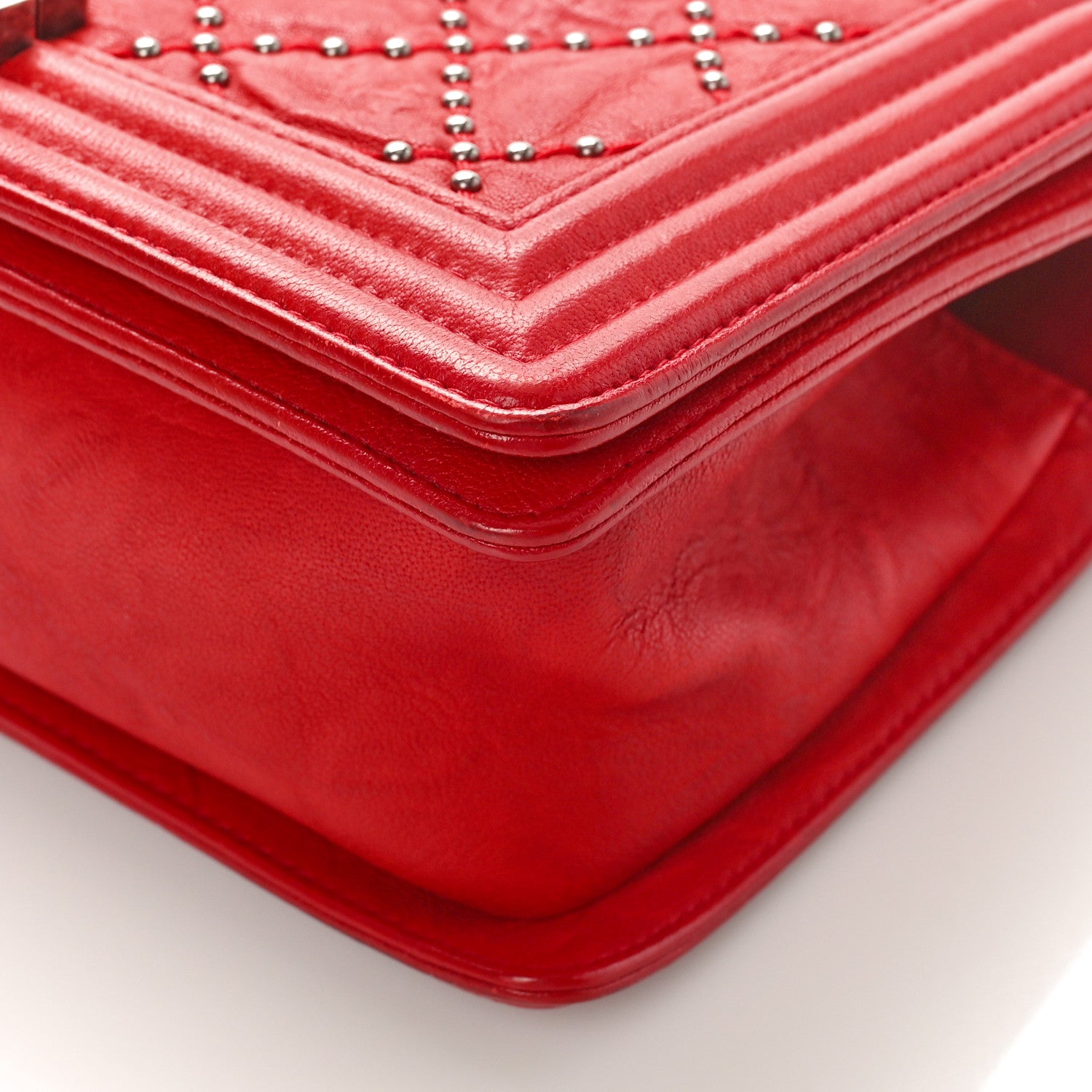 Chanel Crumpled Lambskin Small Studded Boy Flap Red 9 of 9