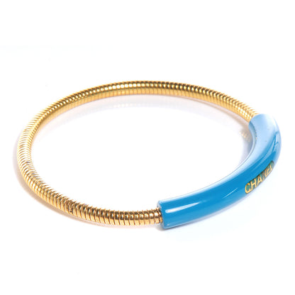 Chanel Resin Snake Chain Bracelet Gold Blue 5 of 6