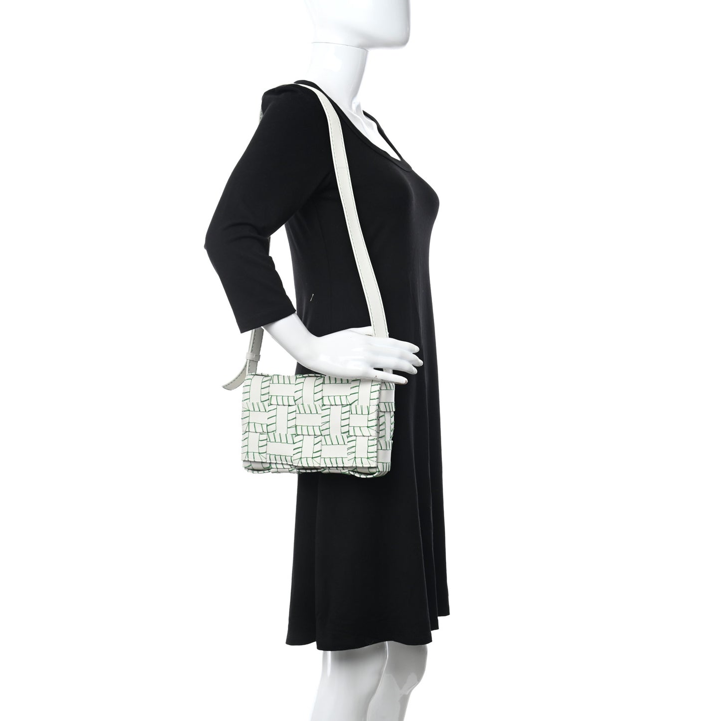 Lambskin Maxi Intreccio Overlock Stitched Cassette Crossbody Bag White Parakeet