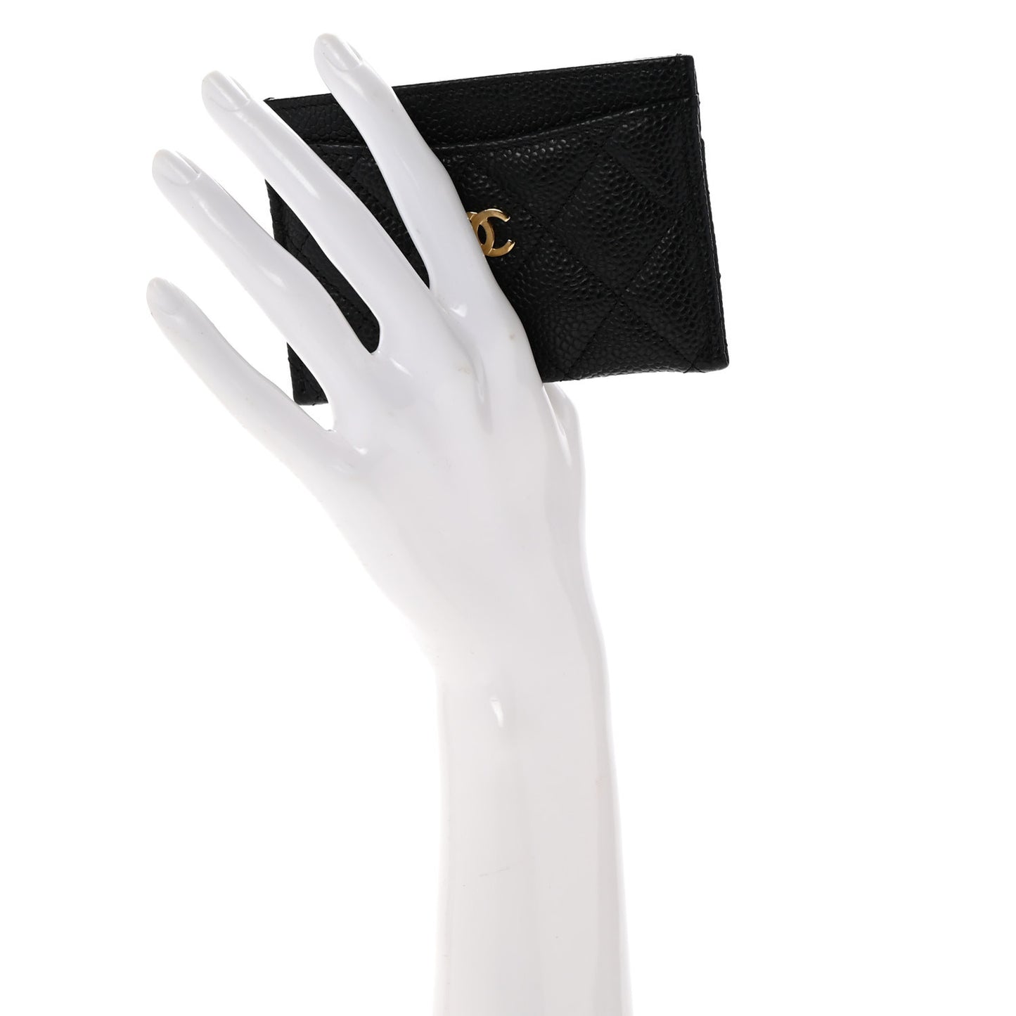 Caviar Quilted Card Holder Black