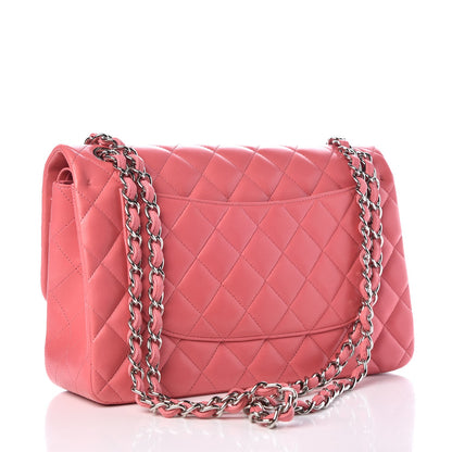Chanel Lambskin Quilted Jumbo Double Flap Dark Pink 3 of 10