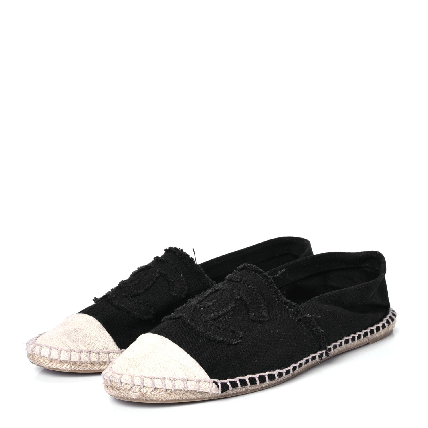 Chanel Linen CC Espadrilles 41 Black White 2 of 4