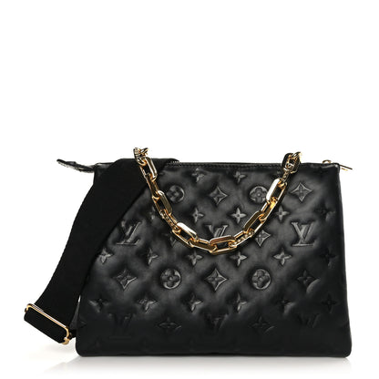 Louis Vuitton Lambskin Embossed Monogram Coussin PM Black 1 of 9