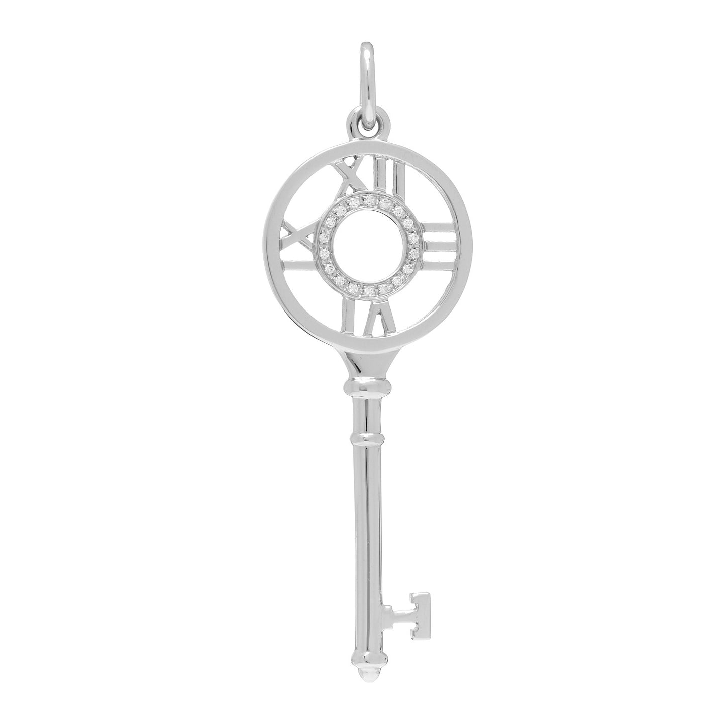 18K White Gold Diamond Atlas Key Pendant