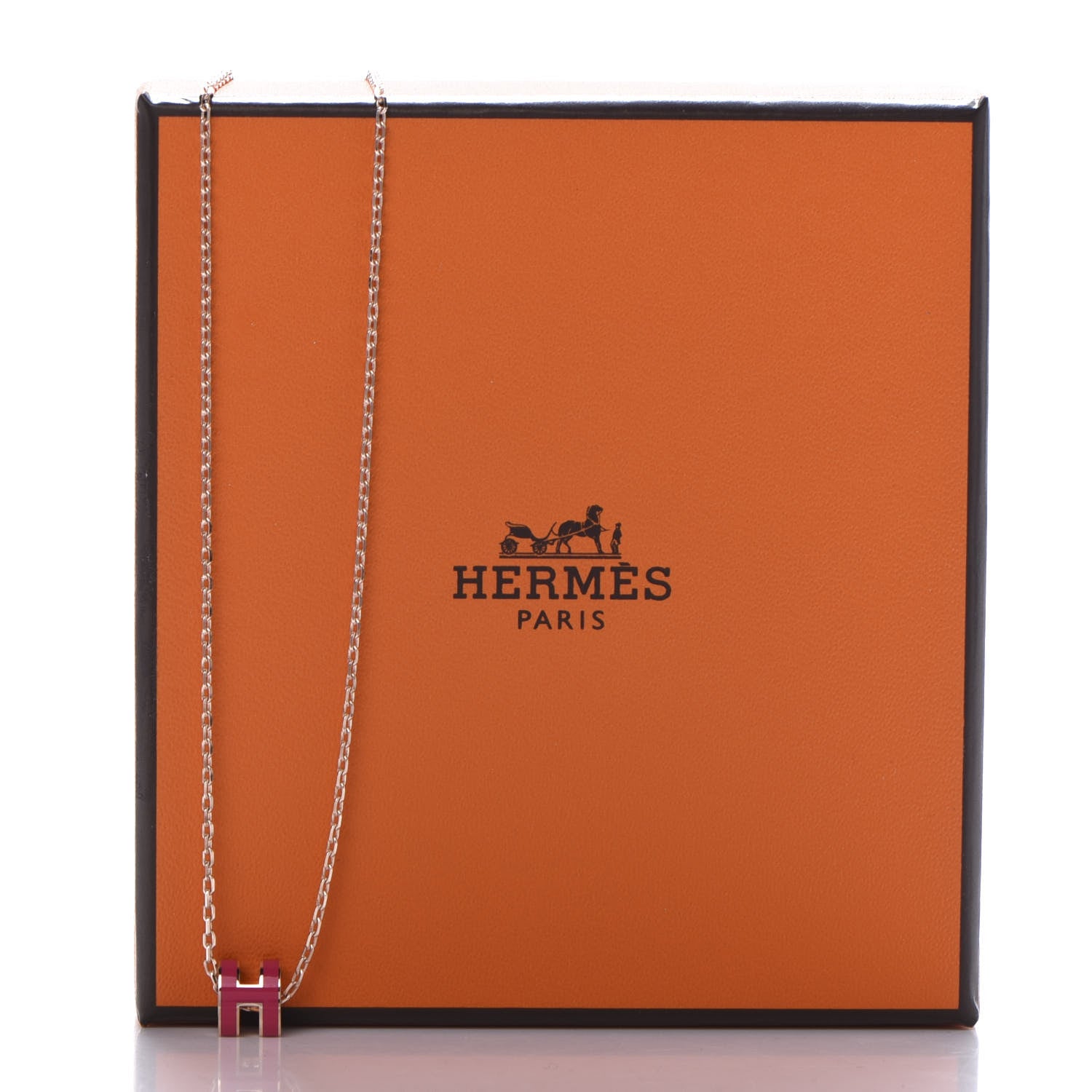 Hermes Lacquered Rose Gold Mini Pop H Pendant Necklace Rose Extreme 7 of 7