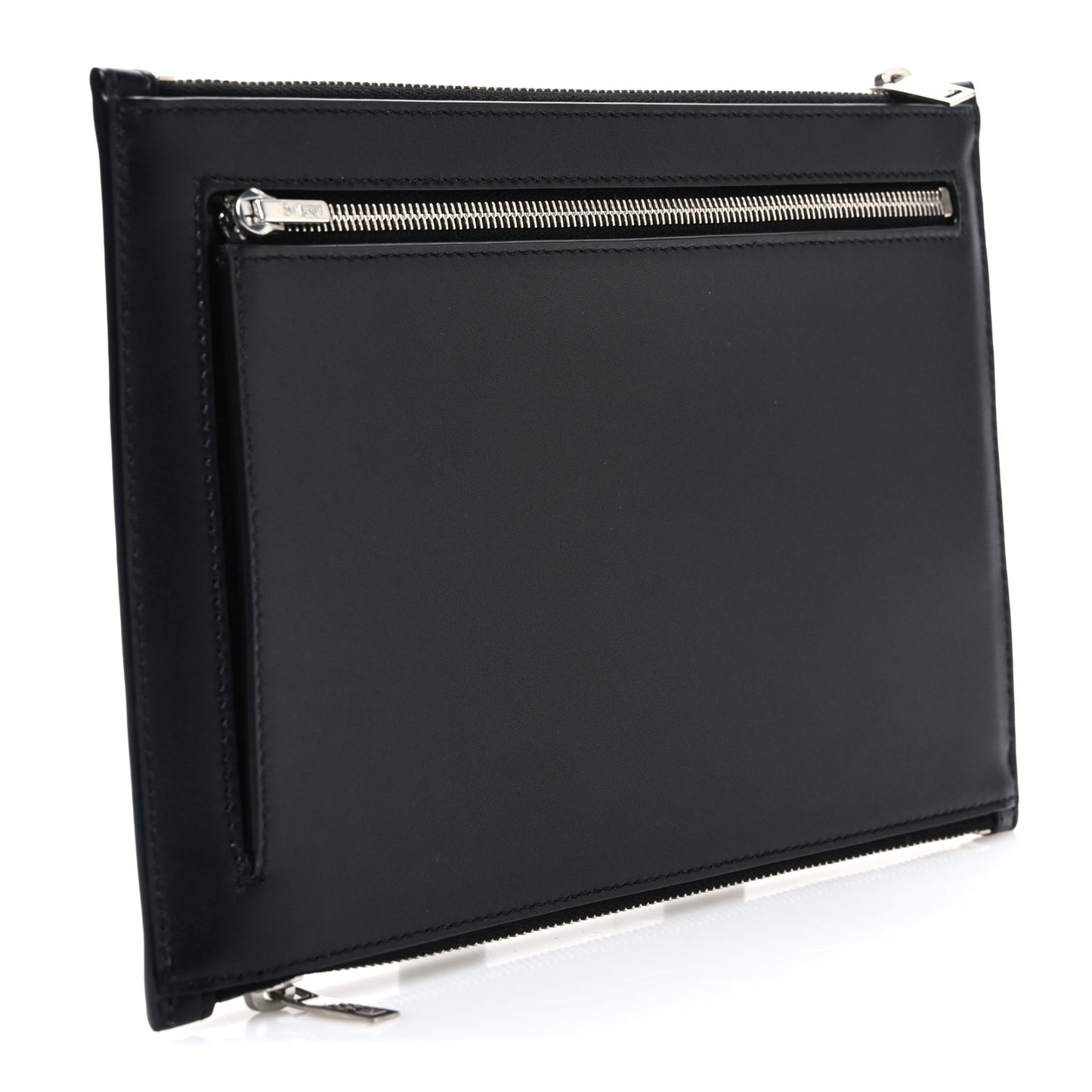 Calfskin Zipped Travel Document Holder Black