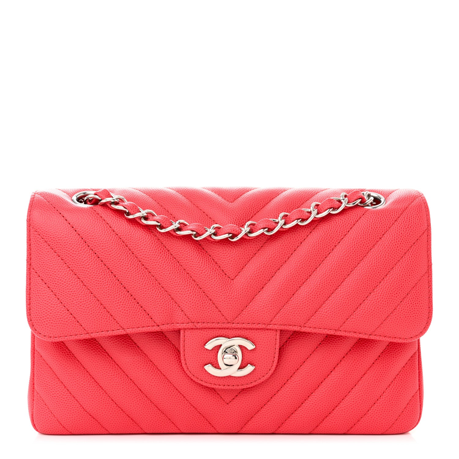 Chanel Caviar Chevron Quilted Small Double Flap Red 1 of 10