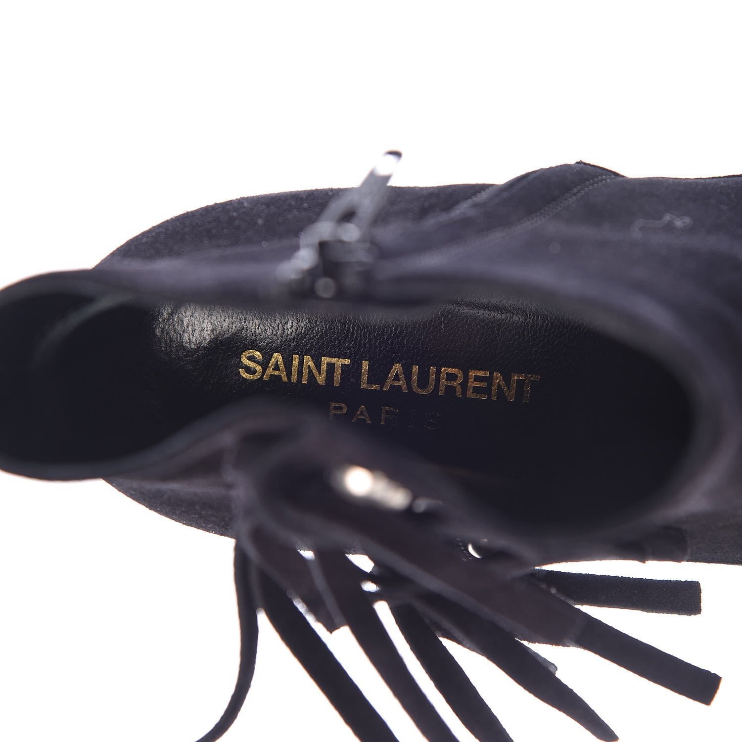 Saint Laurent Suede Fringe Cat Ankle Boots 36.5 Black 11 of 12