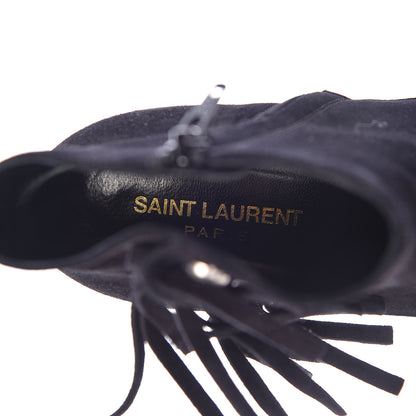 Saint Laurent Suede Fringe Cat Ankle Boots 36.5 Black 11 of 12