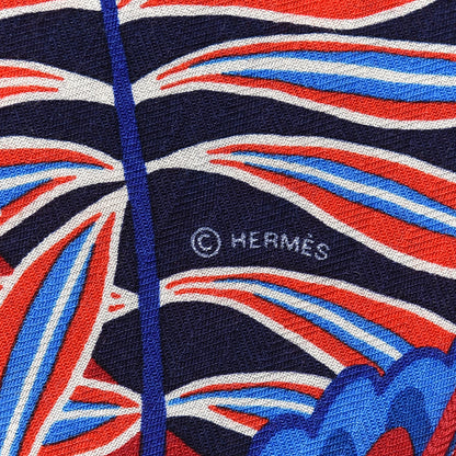 Hermes Cashmere Silk The Three Graces Shawl 140 Bleu Rouge White 4 of 4