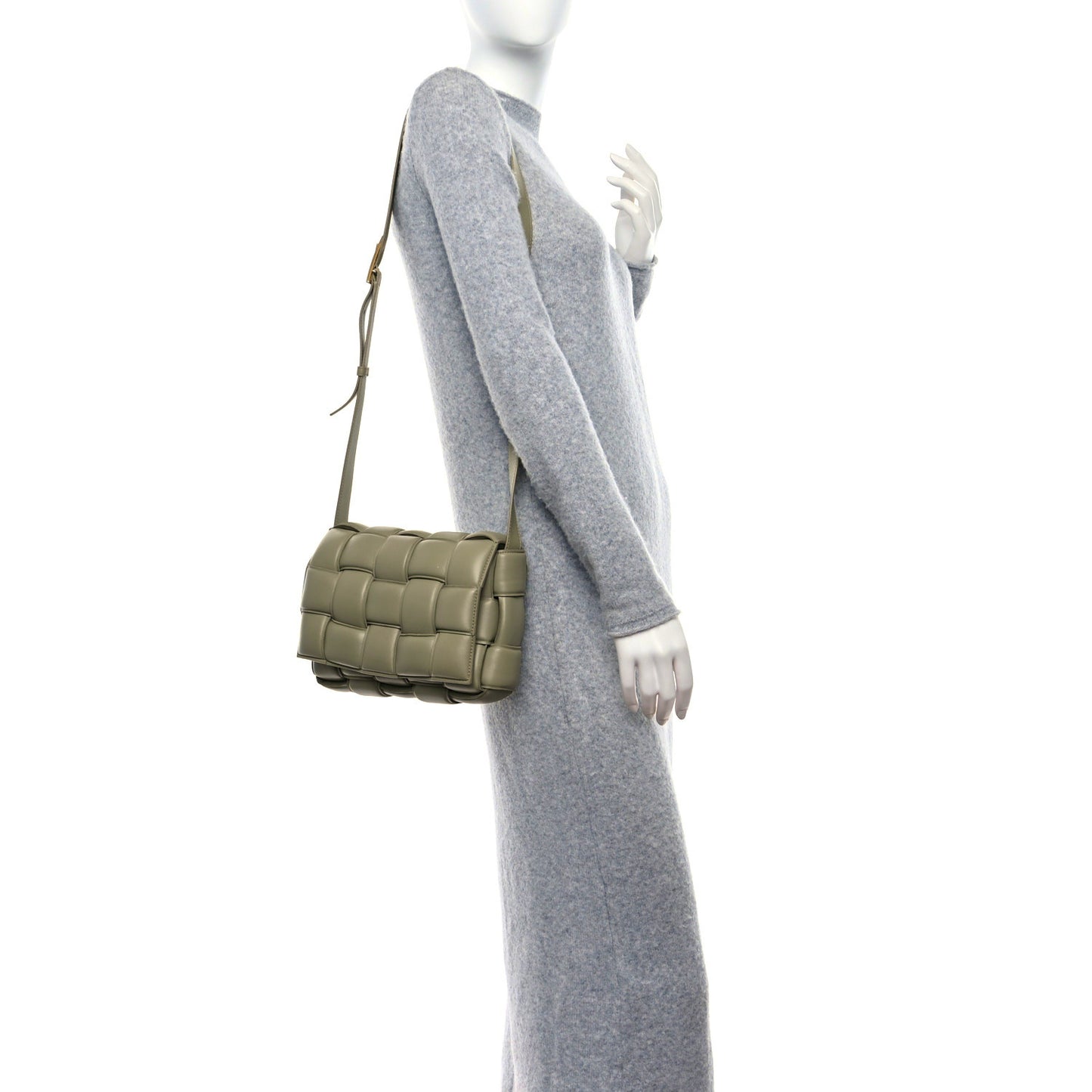 Nappa Maxi Intreccio Padded Cassette Crossbody Bag Travertine