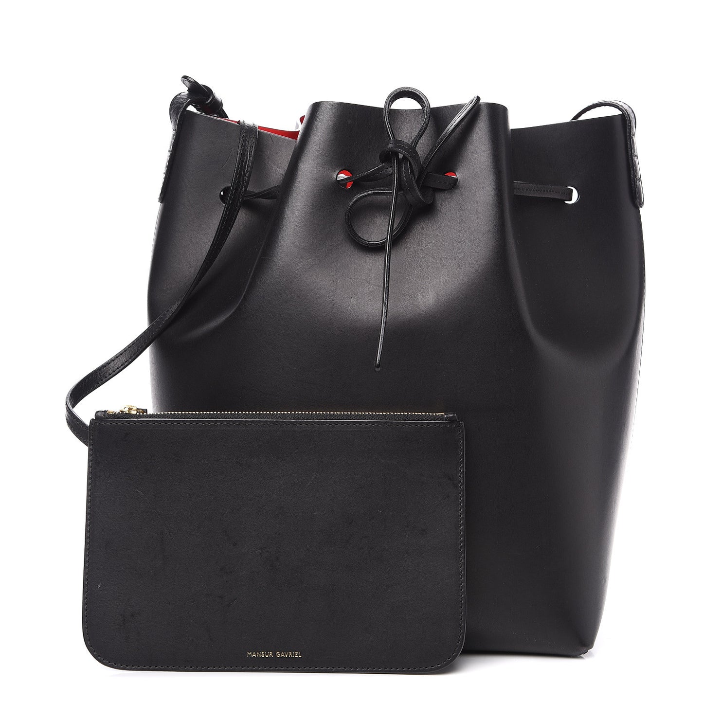 Vegetable Tanned Calfskin Bucket Bag Black Flamma