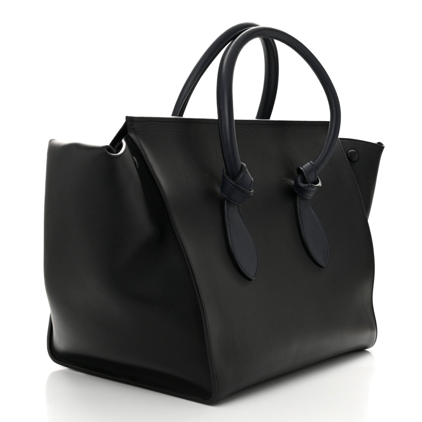 Smooth Calfskin Medium Tie Knot Tote Navy Blue