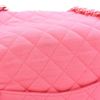 Chanel Jersey Quilted Medium Double Flap Dark Pink 10 of 10