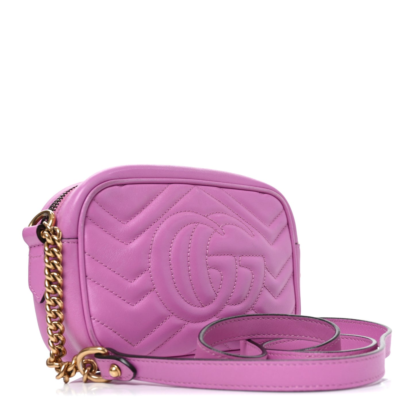 Calfskin Matelasse Mini GG Marmont Chain Shoulder Bag Candy Mousse