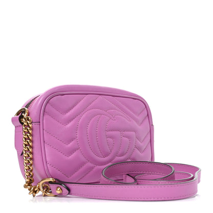 Gucci Calfskin Matelasse Mini GG Marmont Chain Shoulder Bag Candy Mousse 3 of 11