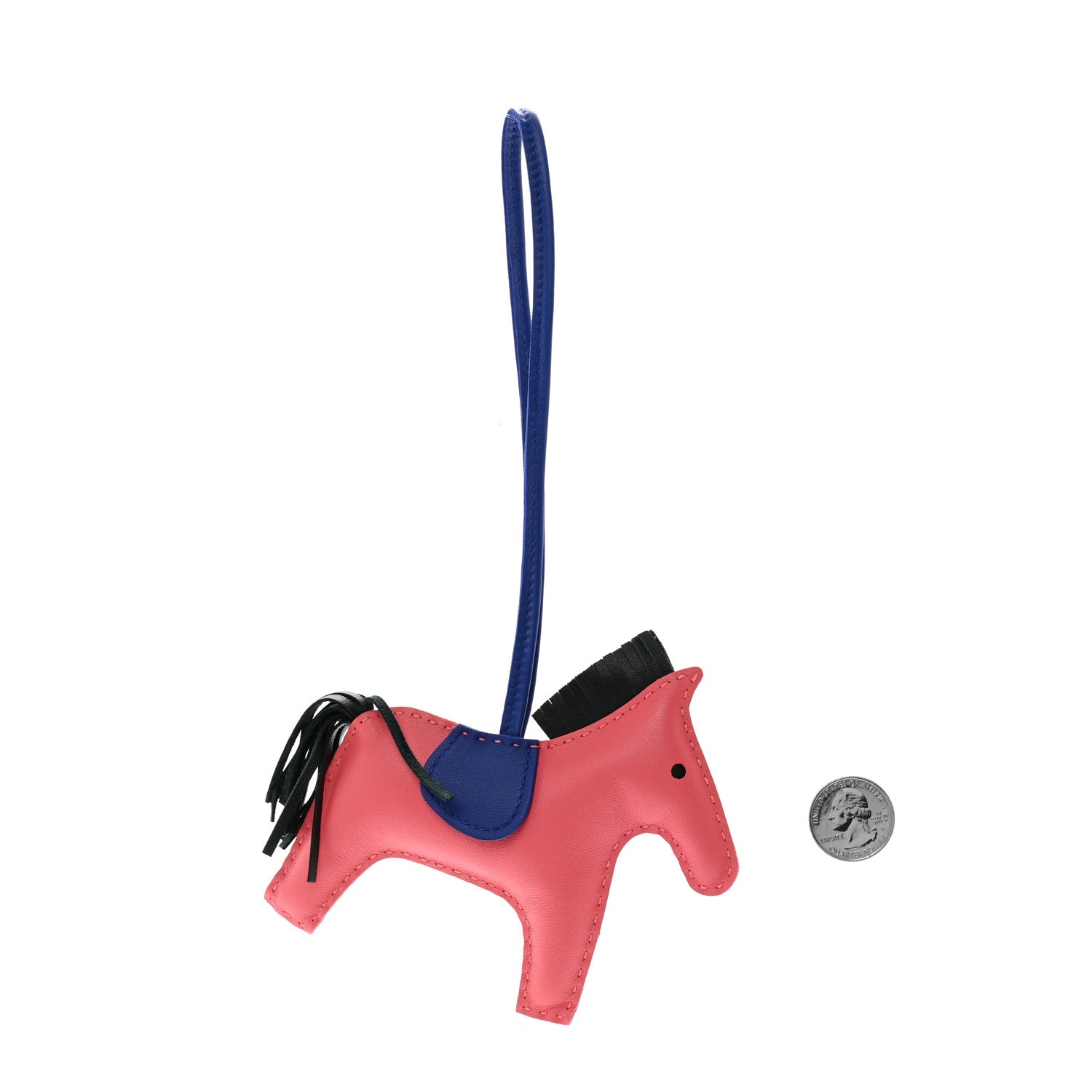 Hermes Milo Lambskin Grigri Rodeo Horse Bag Charm MM Rose Azalee Malachite Bleu Electrique 2 of 6