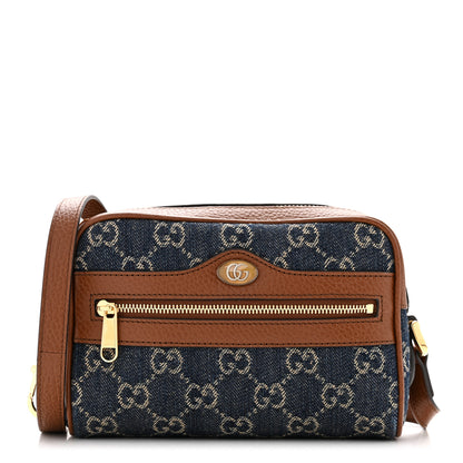 Gucci New Denim GG Monogram Dollar Calfskin Mini Ophidia Shoulder Bag Blue Tea Cuir Epilog 1 of 10