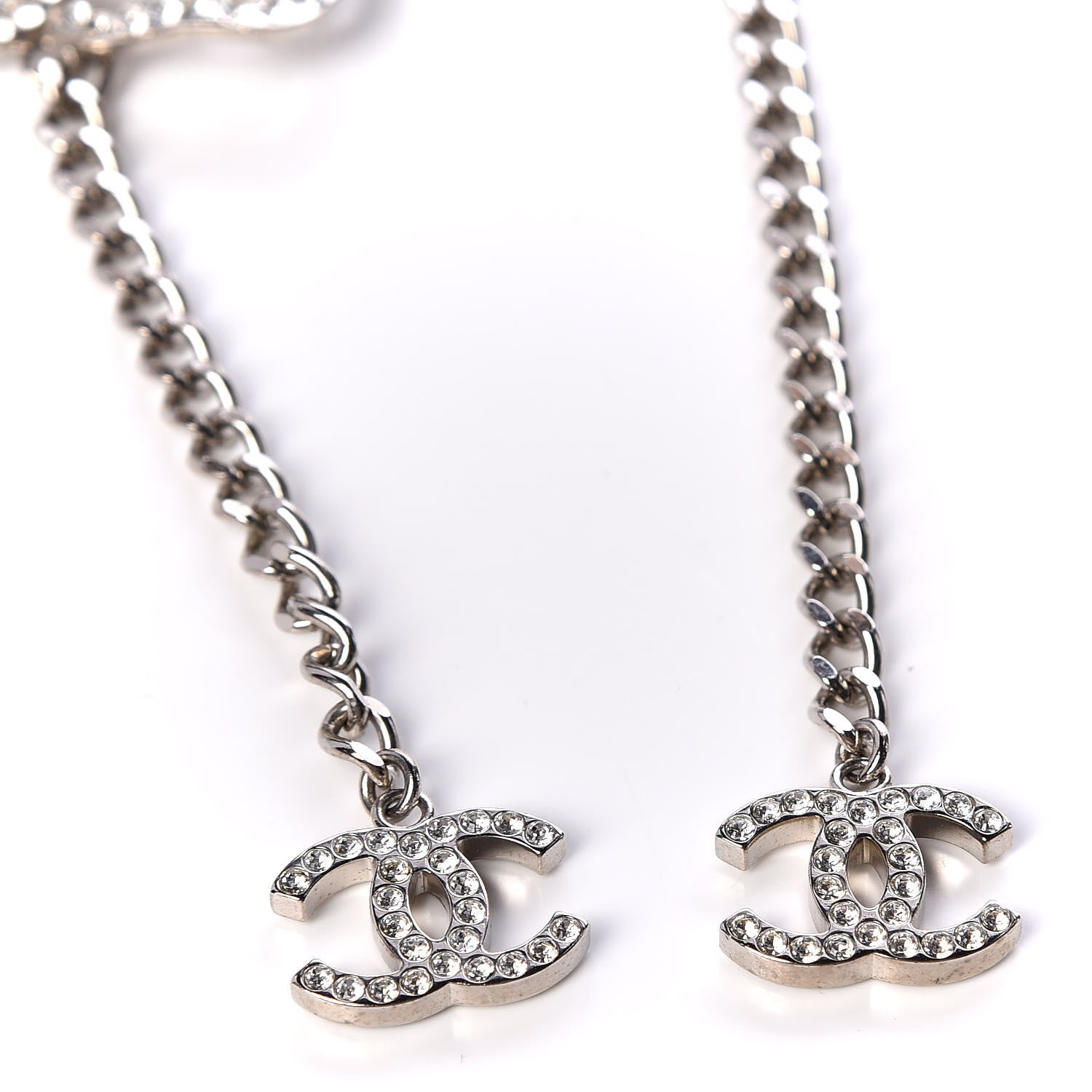 Chanel Crystal CC Camellia Chain Belt Silver 4 of 5