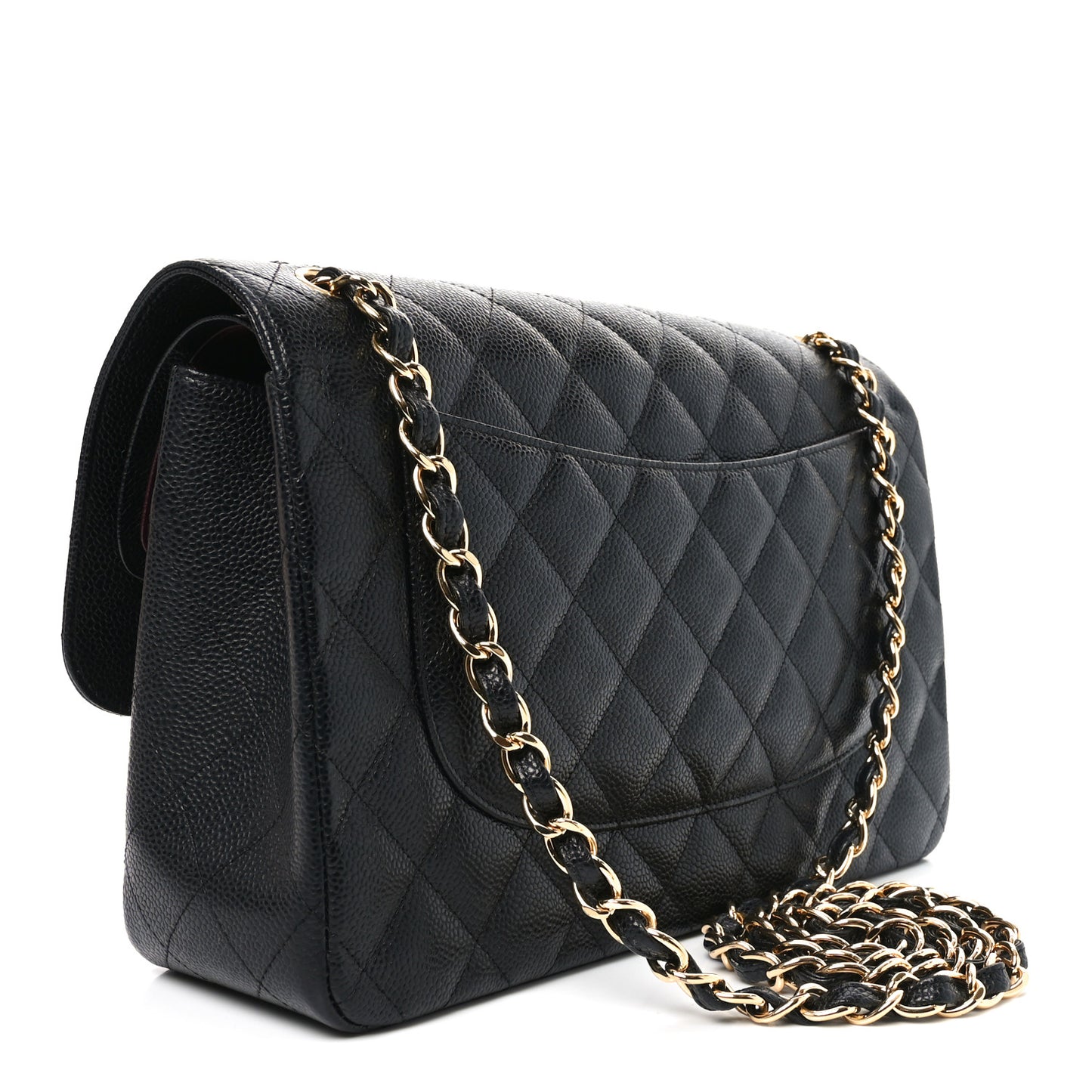 Caviar Quilted Jumbo Double Flap Black