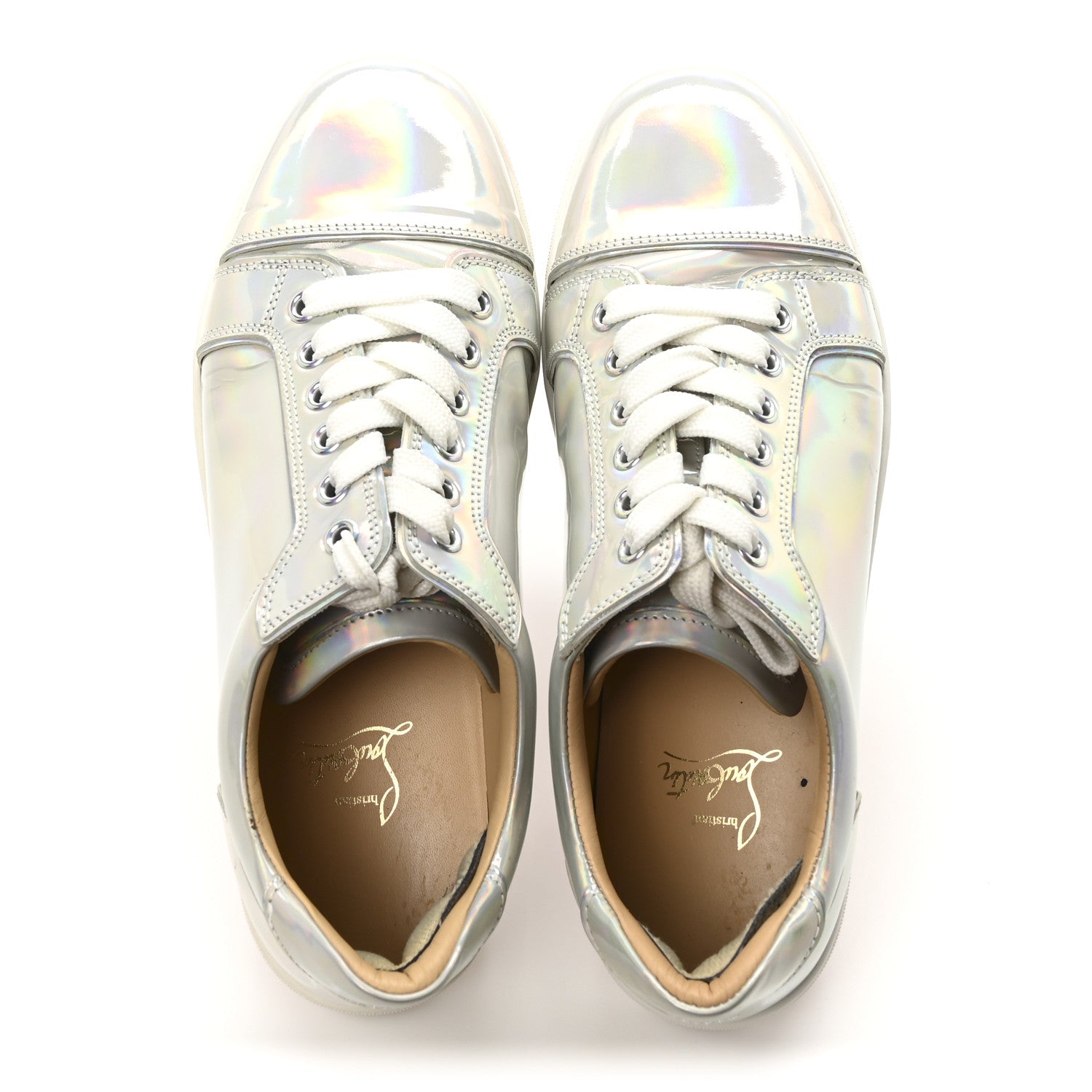 Christian Louboutin Patent Psychic Vieira Flat Sneakers 39 White Silver 5 of 10