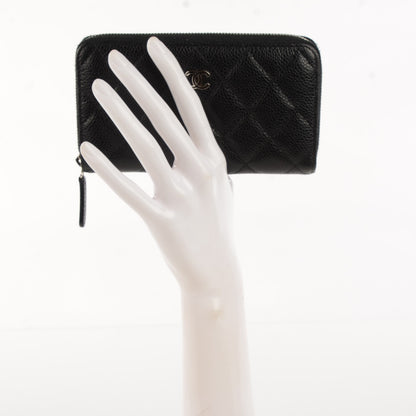 Chanel Caviar Quilted Small Gusset Zip Around Wallet Black 2 of 8