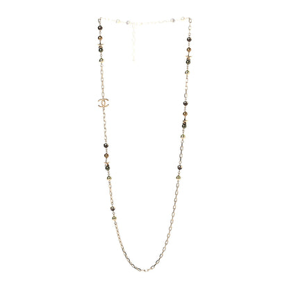 Chanel Beaded Star CC Long Necklace Green Gold 3 of 7