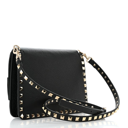 Valentino Garavani Pebbled Calfskin Rockstud Side Slip Crossbody Black 3 of 9