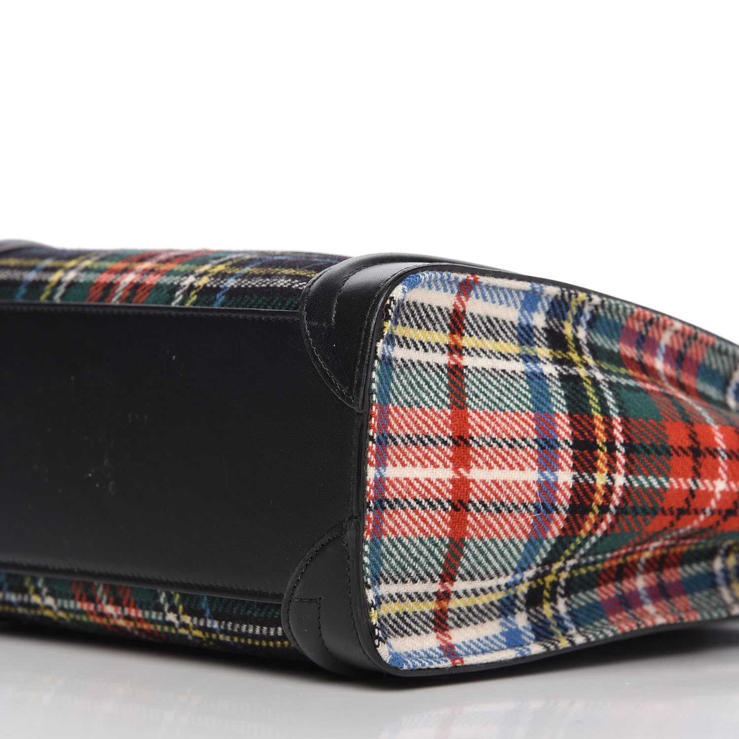 Celine Tartan Calfskin Nano Luggage Red Black 7 of 13