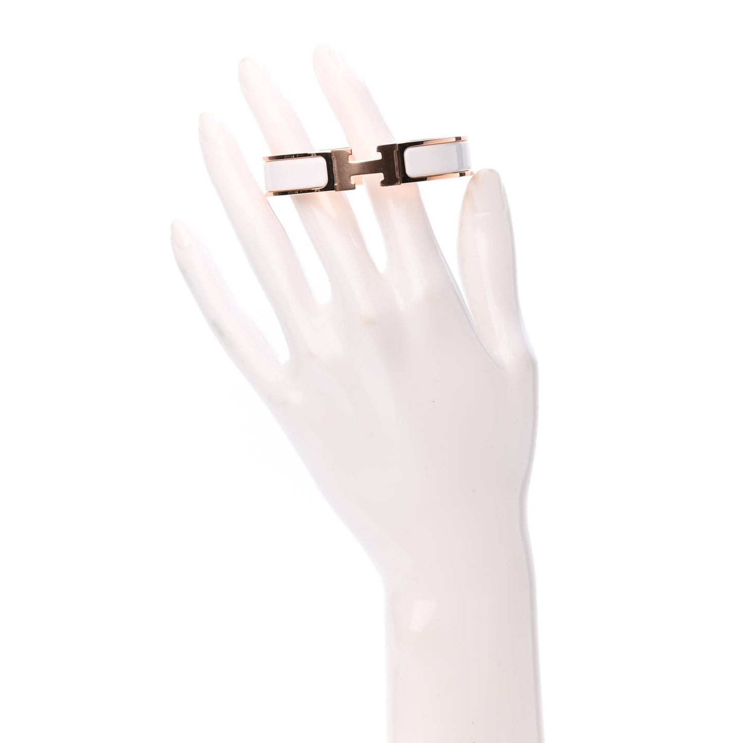 Enamel Narrow Clic Clac H Bracelet PM White