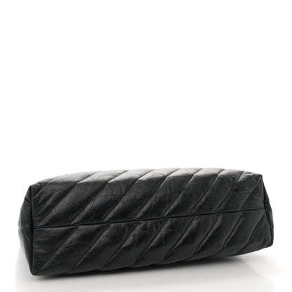 Balenciaga Crushed Calfskin Quilted Matte Black Hardware Large Crush Carry All Tote Bag Black 4 of 11