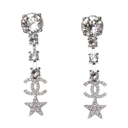 Chanel Crystal Starfall Drop CC Earrings Silver 1 of 4