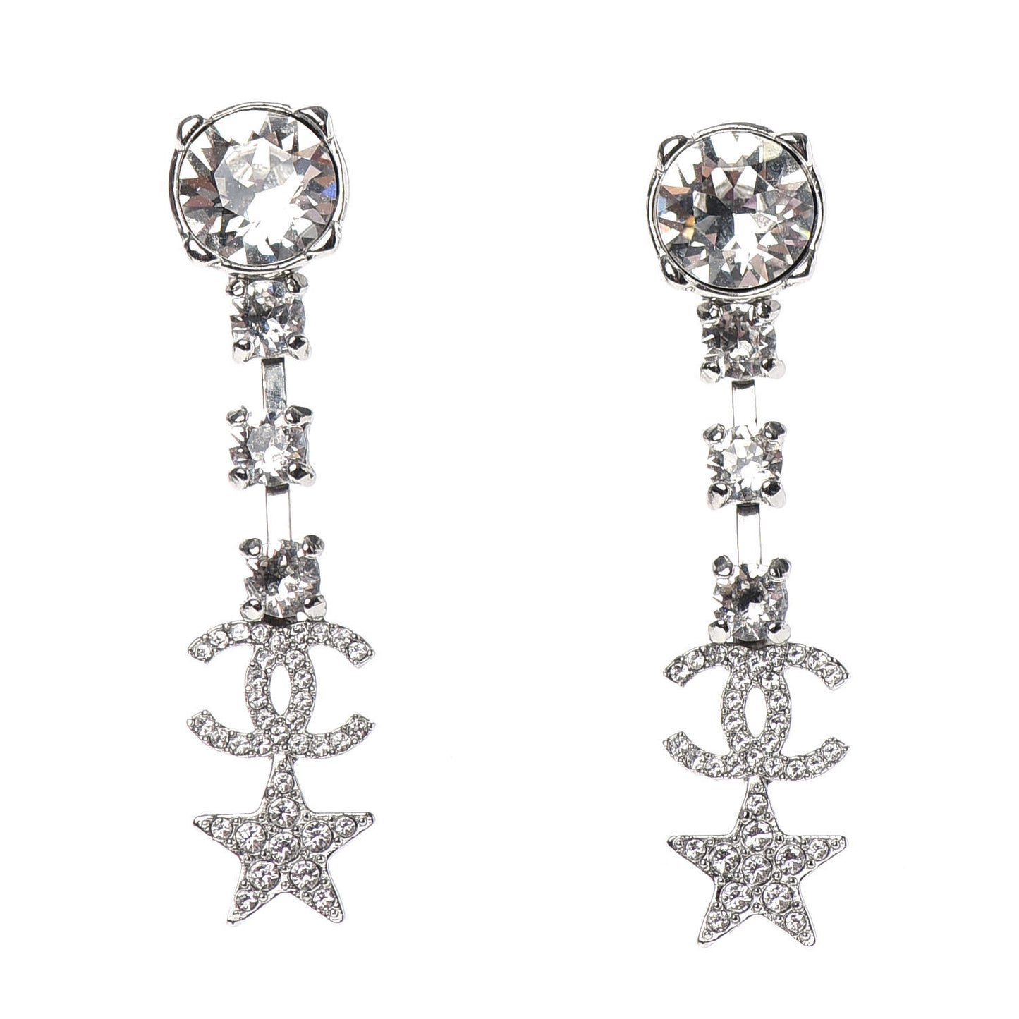 Crystal Starfall Drop CC Earrings Silver