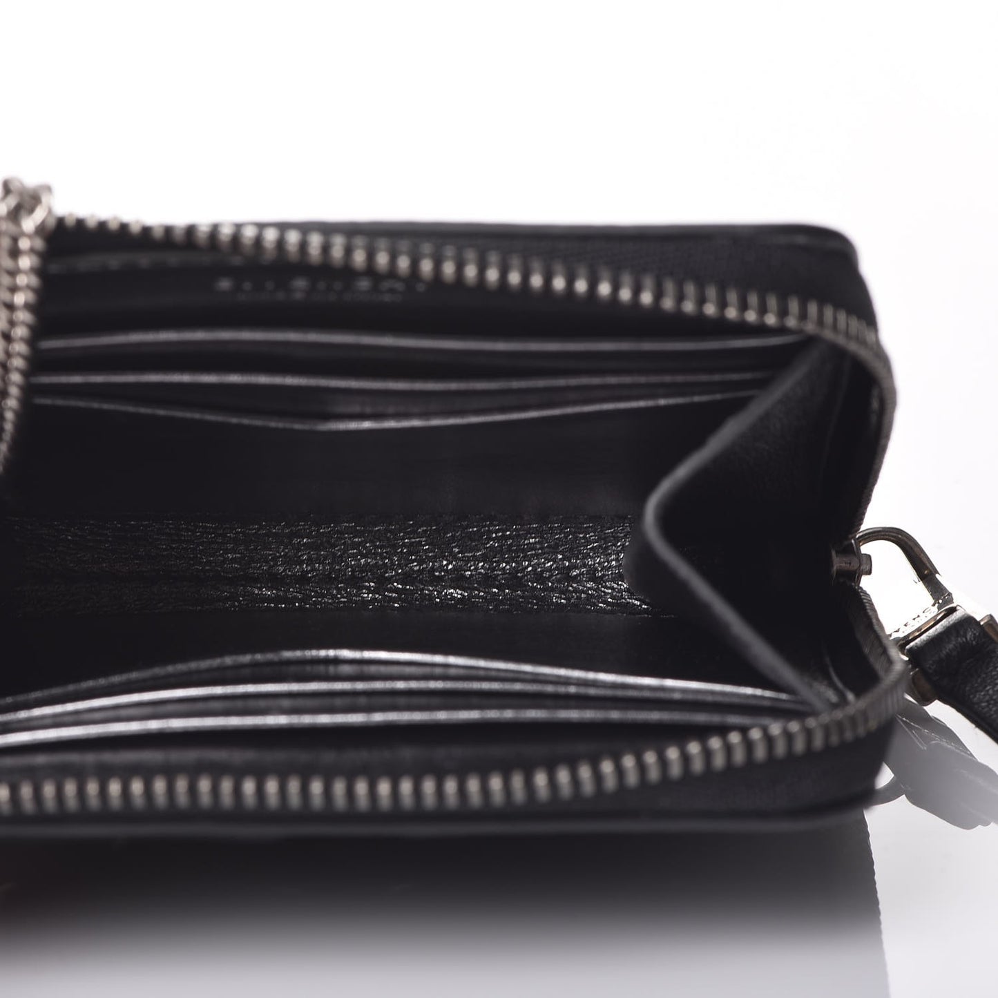 Lambskin Logo Zip Around Compact Wallet Black