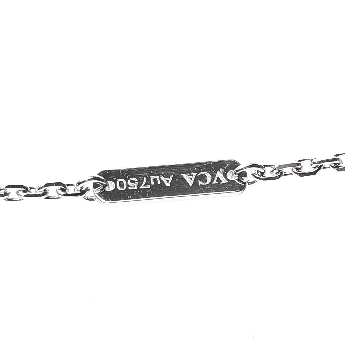 18K White Gold Diamond Guilloche Vintage Alhambra Pendant Necklace