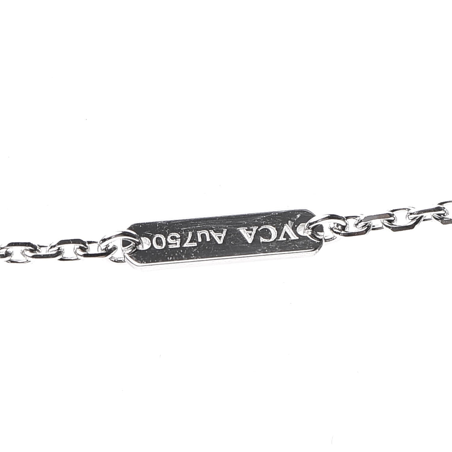 Van Cleef & Arpels 18K White Gold Diamond Guilloche Vintage Alhambra Pendant Necklace 5 of 8