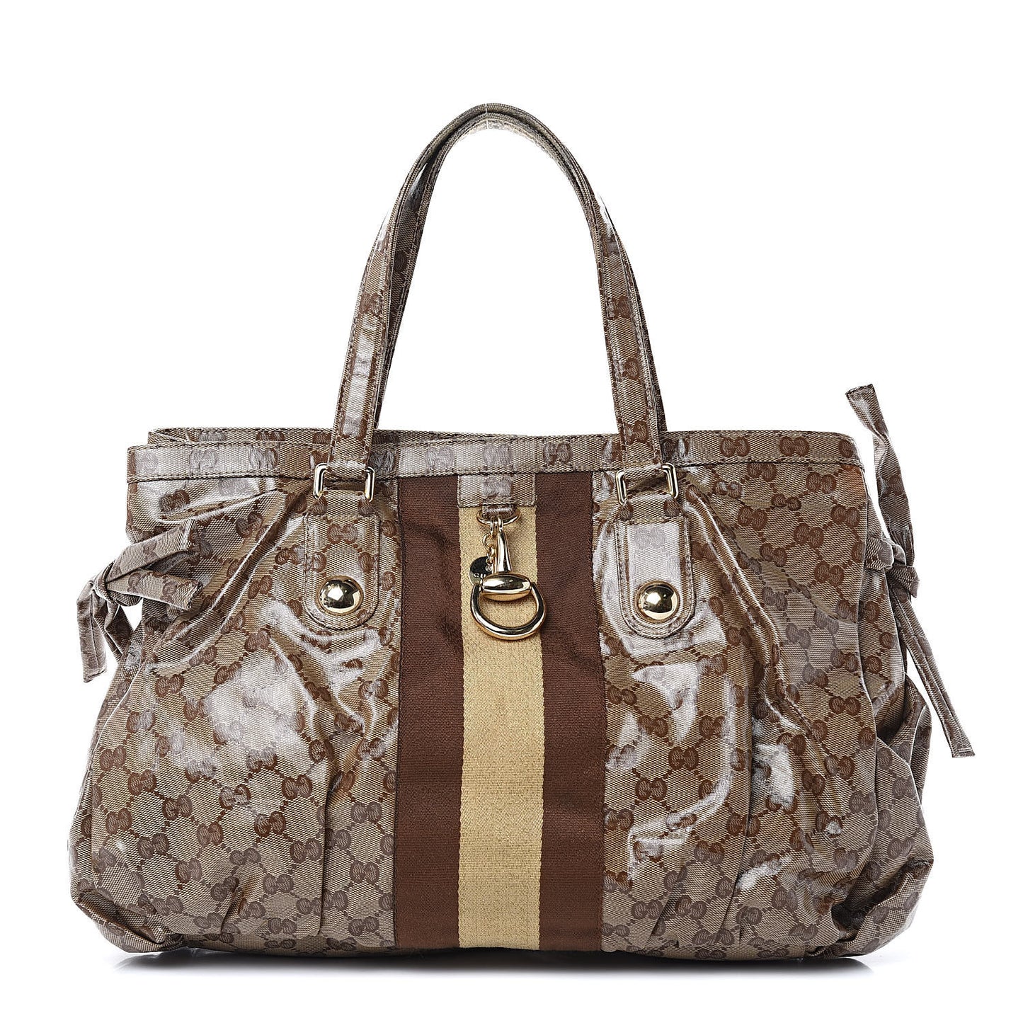 Crystal Monogram Medium Web Tote Brown
