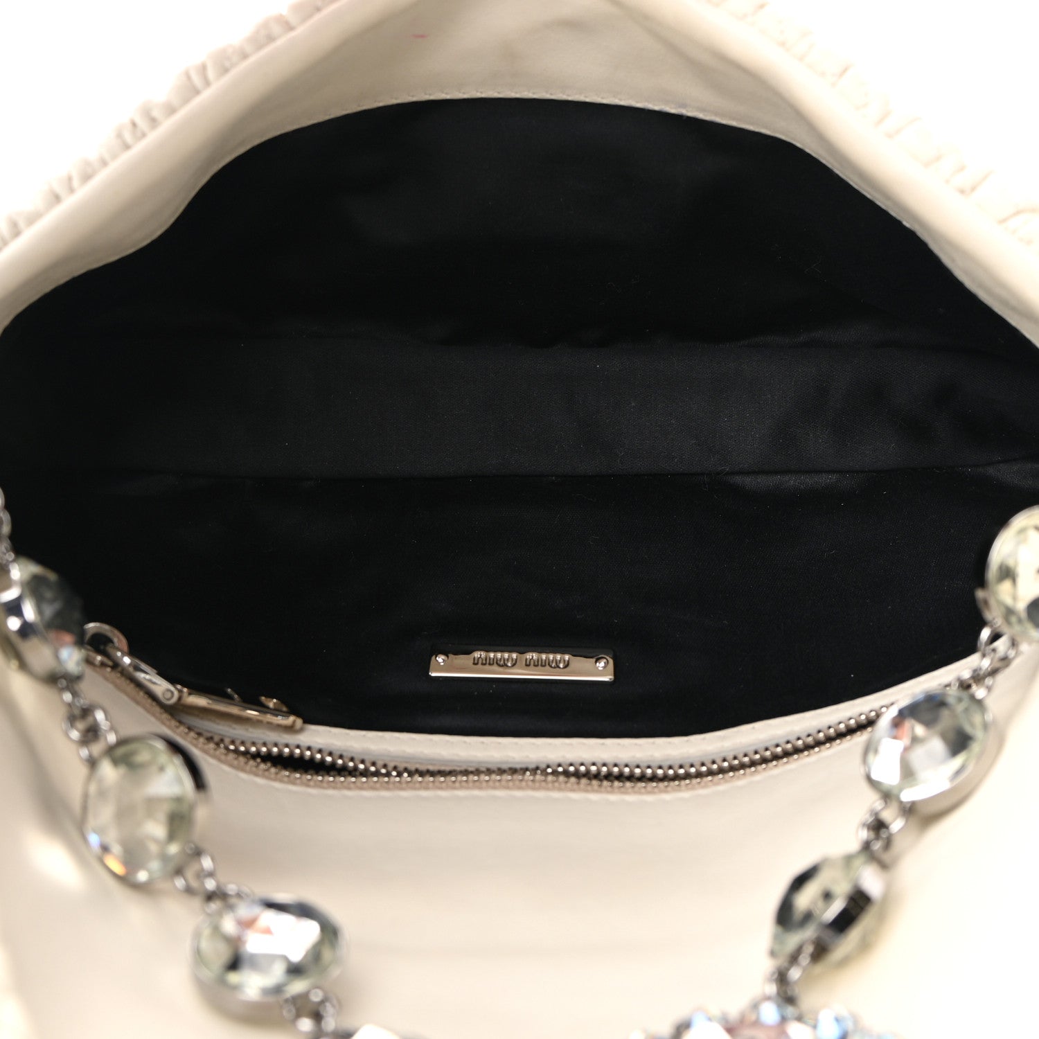 Miu Miu Nappa Matelasse Crystal Flap Clutch White 4 of 8