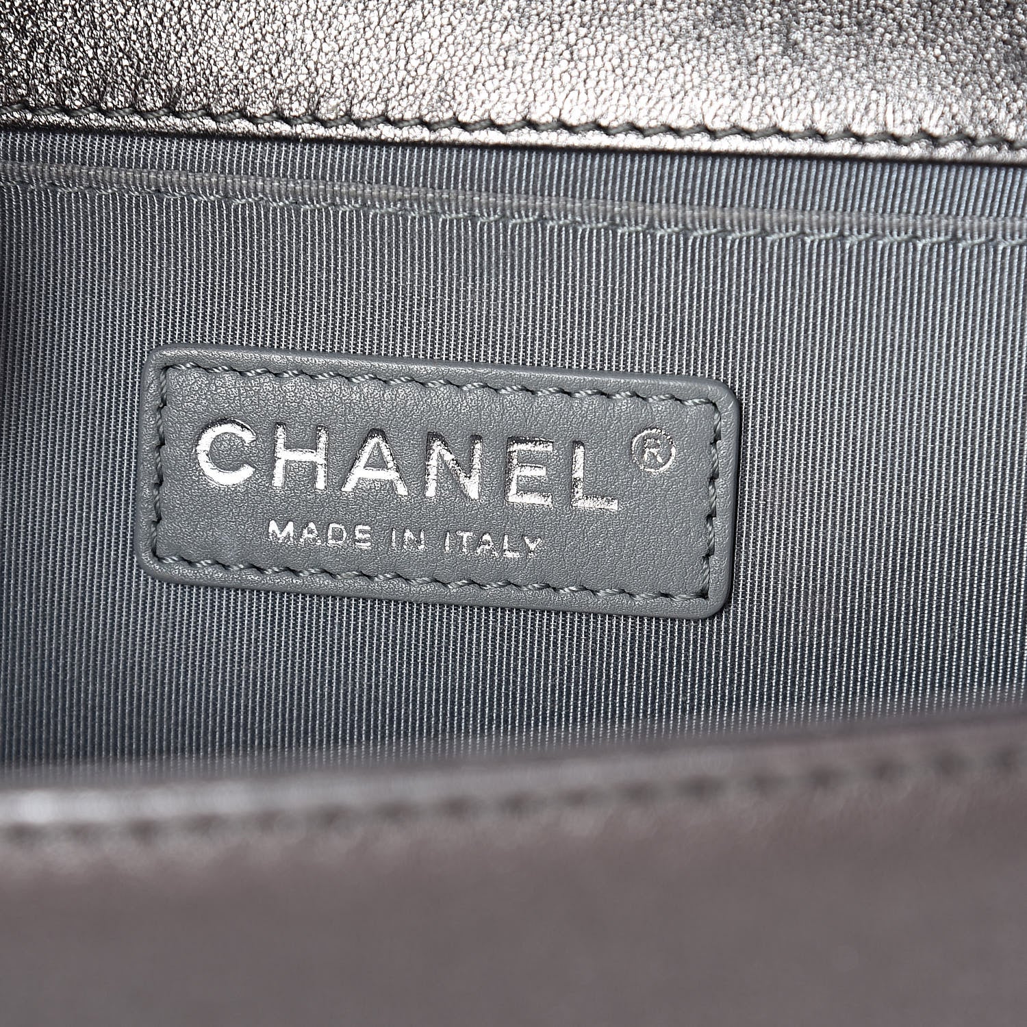 Chanel Metallic Lambskin Perforated Medium Boy Flap Dark Silver 6 of 12