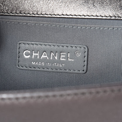 Chanel Metallic Lambskin Perforated Medium Boy Flap Dark Silver 6 of 12