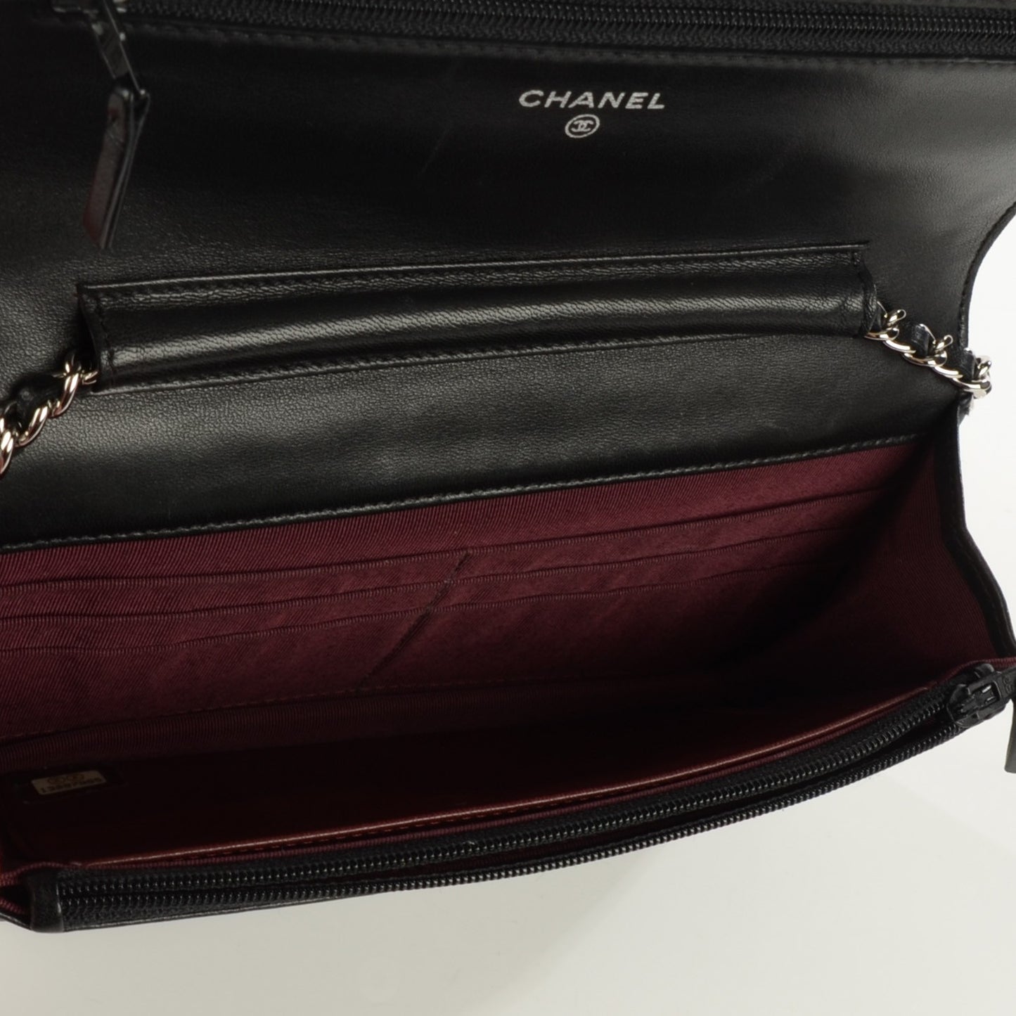 Lambskin Quilted Wallet On Chain WOC Black