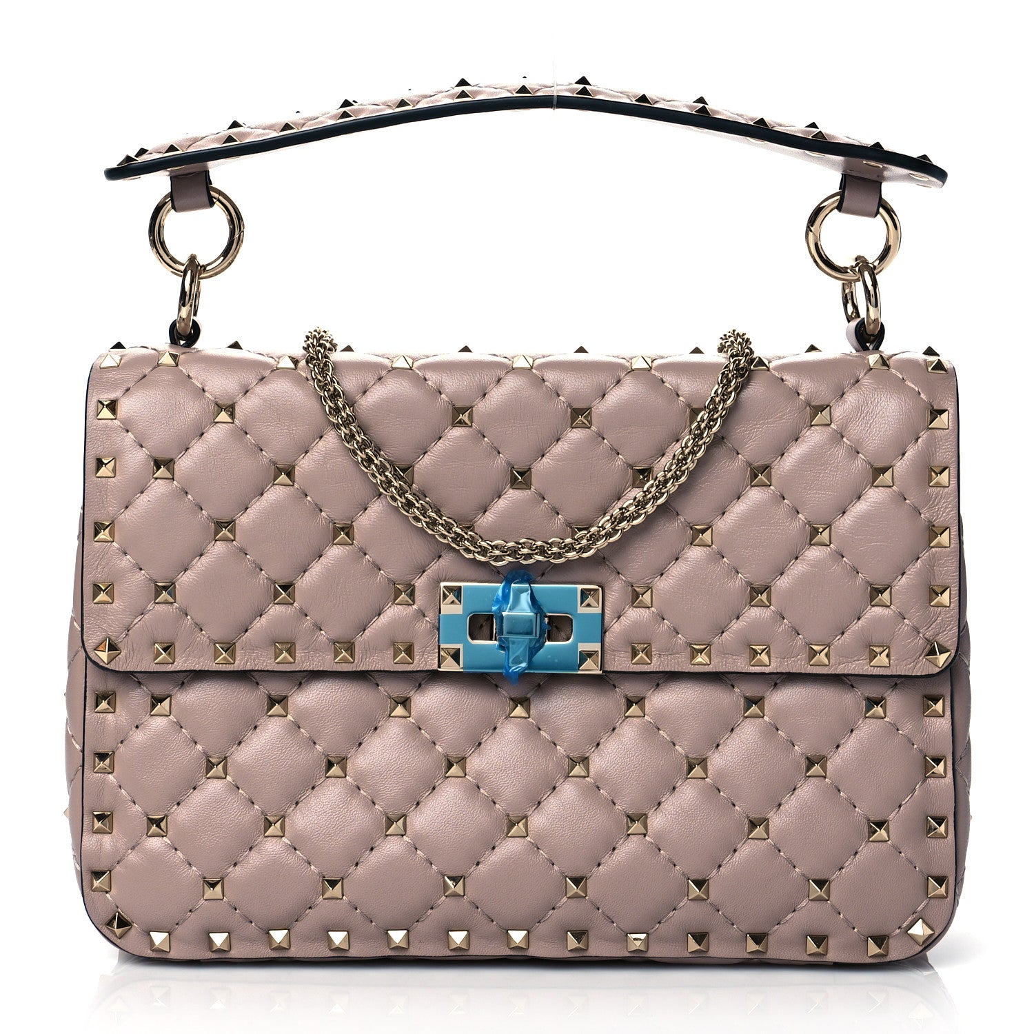 Valentino Garavani Lambskin Medium Rockstud Spike Shoulder Bag Poudre 1 of 9