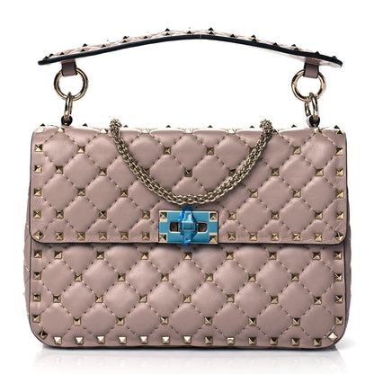 Valentino Garavani Lambskin Medium Rockstud Spike Shoulder Bag Poudre 1 of 9