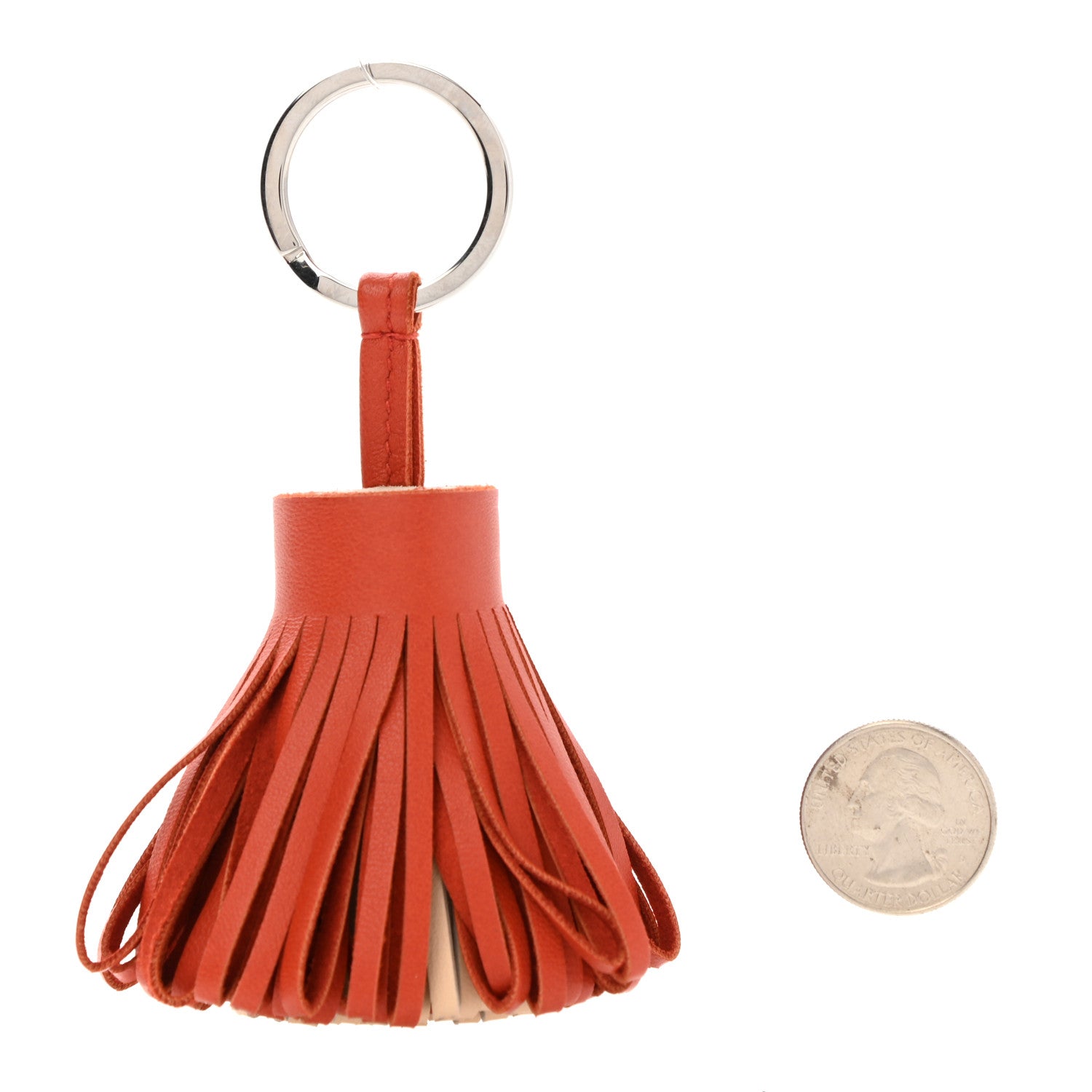 Hermes Lambskin Bicolor Carmen Tassel Key Holder Cornaline Orange Pale 2 of 4
