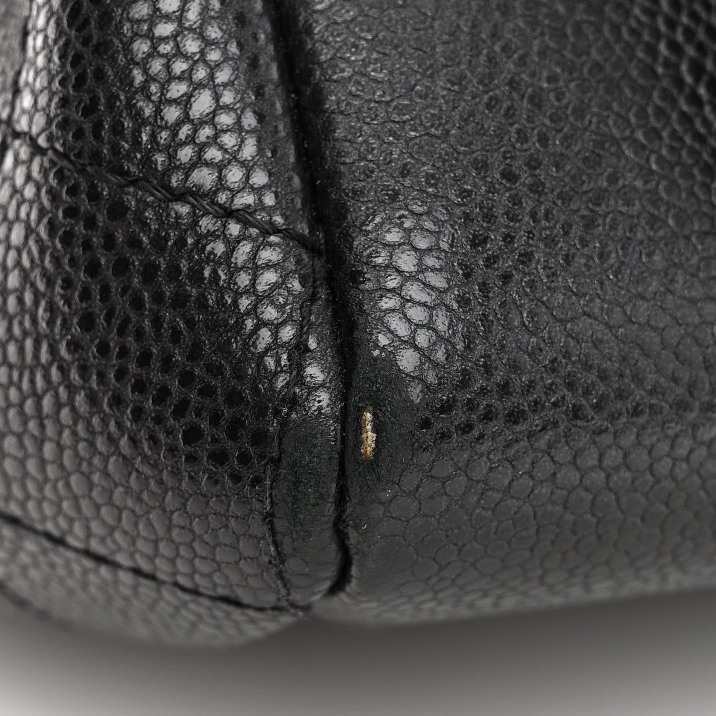 Caviar Quilted CC Accordion Shopping Bag Black