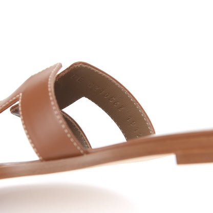 Hermes Box Calfskin Oran Sandals 37 Gold 8 of 9
